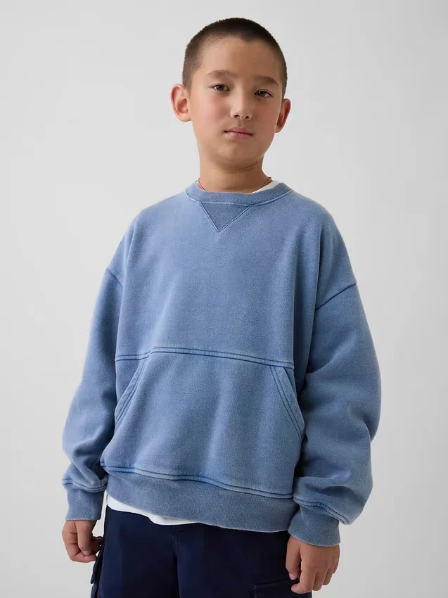 Vintagesoft-sweatshirt med rund hals og lomme for barn