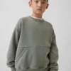 Vintagesoft-sweatshirt med rund hals og lomme for barn
