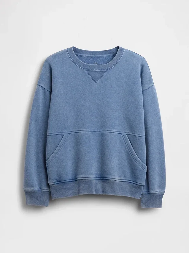 Vintagesoft-sweatshirt med rund hals og lomme for barn