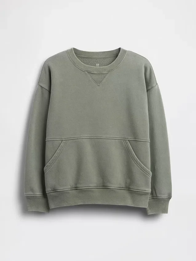 Vintagesoft-sweatshirt med rund hals og lomme for barn
