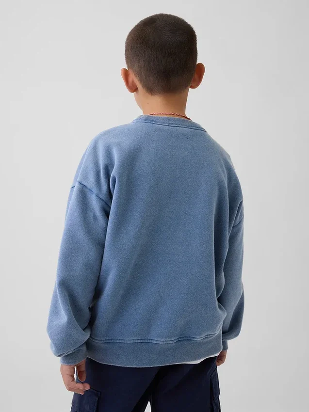 Vintagesoft-sweatshirt med rund hals og lomme for barn