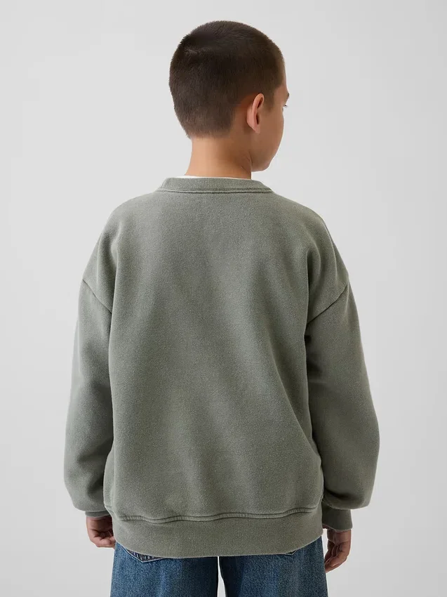 Vintagesoft-sweatshirt med rund hals og lomme for barn