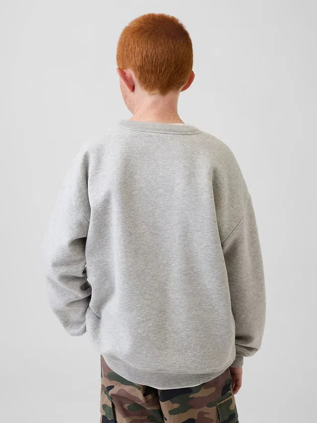 Vintagesoft-sweatshirt med rund hals og lomme for barn