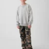 Vintagesoft-sweatshirt med rund hals og lomme for barn