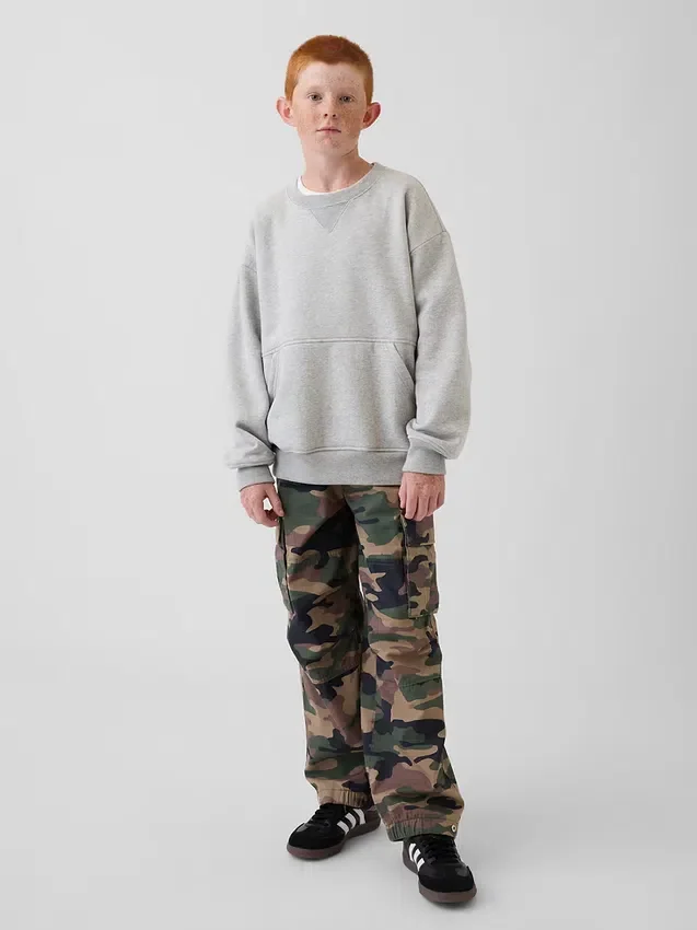 Vintagesoft-sweatshirt med rund hals og lomme for barn