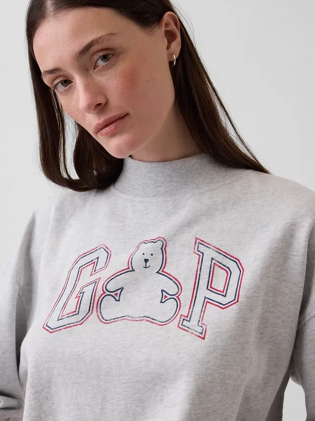 Vintagesoft Terry Oversized Mockneck Logo-genser