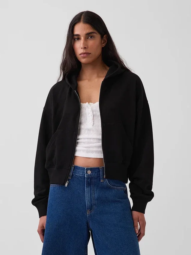 Vintagesoft Terry Oversized Wedge Zip-hettegenser