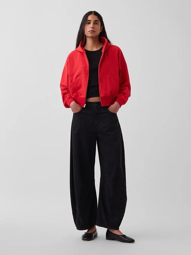 Vintagesoft Terry Oversized Wedge Zip-hettegenser
