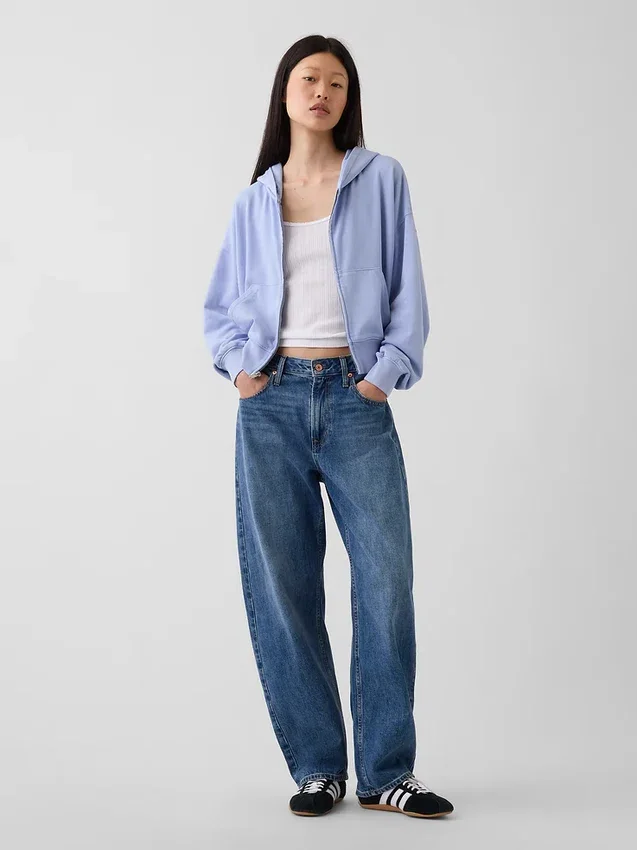 Vintagesoft Terry Oversized Wedge Zip-hettegenser