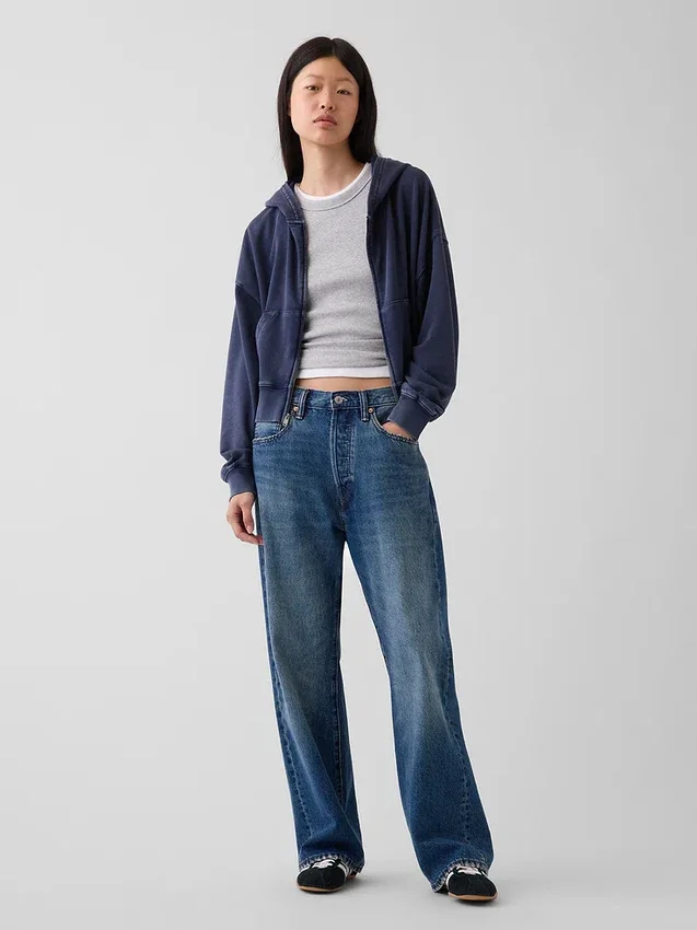 Vintagesoft Terry Oversized Wedge Zip-hettegenser