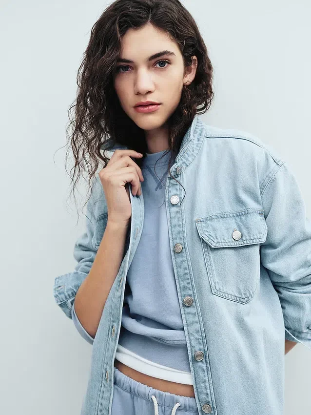Denim-skjortejakke i western-stil