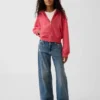 Vintagesoft Terry Wedge Zip-hettegenser for barn