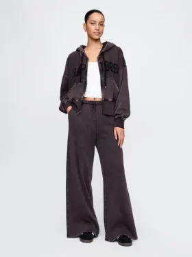 Vintagesoft baggy joggebukse med vide ben