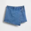 Wrap-skort i denim for barn