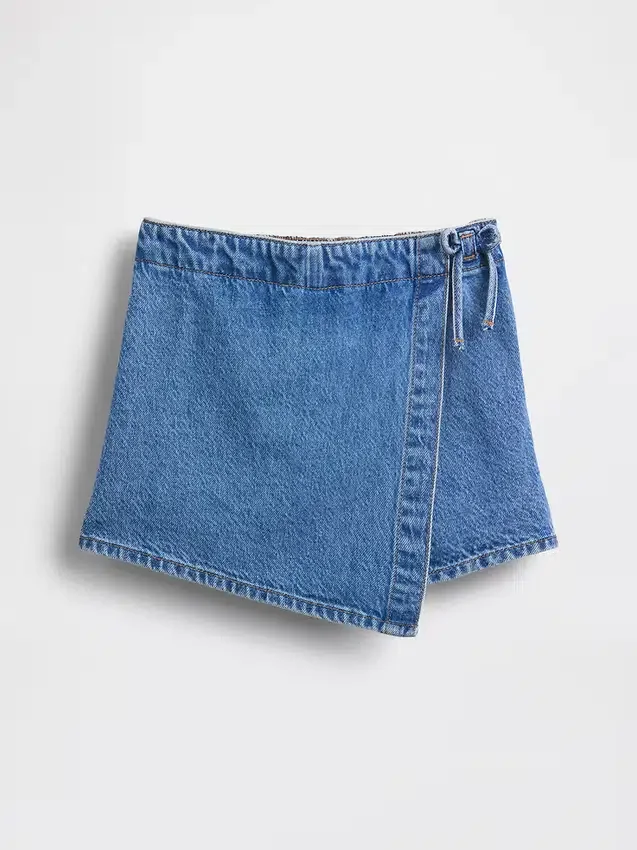 Wrap-skort i denim for barn