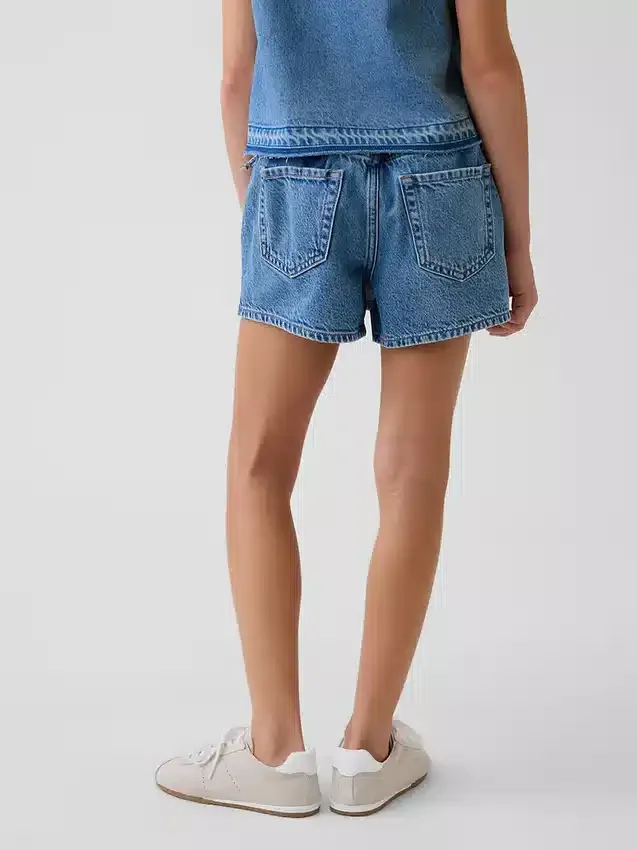 Wrap-skort i denim for barn
